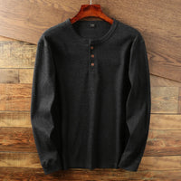 Felix | Herren Casual Langarm Henley T-shirt - Dunkelgrau