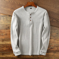 Felix | Herren Casual Langarm Henley T-shirt - Hellgrau