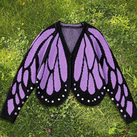 Cardigan Farfallia™ aus strukturiertem Strick mit Schmetterlingsflügel-inspiriertem Design - Lila