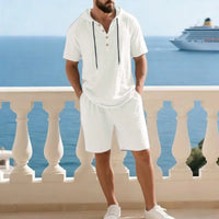 Portofino Coast™ Set Aus Baumwoll-Leinen Mit Moderner Kapuzenshirt - Weiß