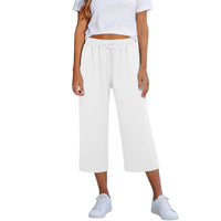 Lisia™ Pantacourt-Hose Aus Baumwoll-Leinen Mit Elastischem Bund Und Verstellbarem Kordelzug - Weiß