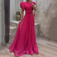 Maya | Damen Plissiertes Abendkleid – Elegantes Plissee Abendkleid - Rosa