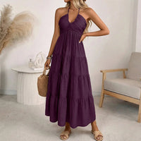 Solara Breeze™ Kleid Mit Halterneck-Ausschnitt und Weitem Stufenrock - Lila