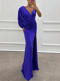 Hila | Damen One-Shoulder Kleid – Elegantes Einseitig Schulterfreies Kleid - Blue