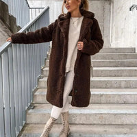 Jana | Lässige Damen-Teddyjacke trendy warm - Dunkelbraun