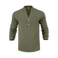 Orvian™ Hemd aus Premium-Leinen mit Minimalistischem Henley-Kragen - Olivgrün