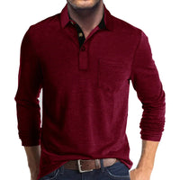 Jörg™ | Herren Langarmshirt in Unifarbe - Rot