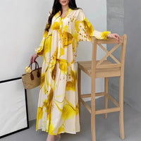 Yumi™ Maxikleid aus Premium-Viskose mit Knopfleiste Vorne - Gelb