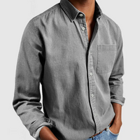Herren Langarm Bluse - Grau
