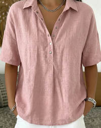 Tessa | Hemdbluse mit Kragen und Knopfdetail  ( 1+1 GRATIS ) - Rosa