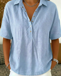 Tessa | Hemdbluse mit Kragen und Knopfdetail  ( 1+1 GRATIS ) - Hellblau