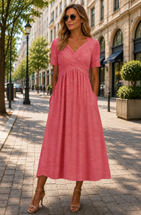 Helena | Elegantes A-Linien Midikleid - Rosa