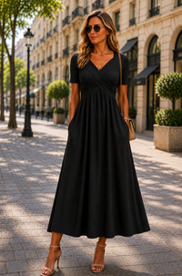 Helena | Elegantes A-Linien Midikleid - Schwarz
