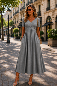 Helena | Elegantes A-Linien Midikleid - Grau