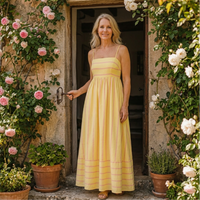 Oceane | Gestreiftes Spaghettiträger-Maxikleid - Gelb