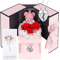 Schmuckbox Rose Geschenk Halskette Damen Präsent - Rote Rosen