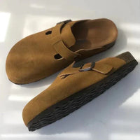 Maximilian | Herren Orthopädische Leder-Slip-on-Pantoletten - Braun