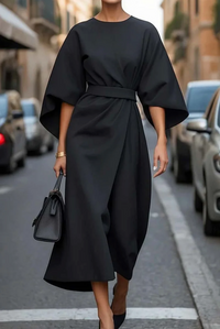Keira | Damen Weite Ärmel Kleid – Weite Ärmel Kleid Elegant - Black