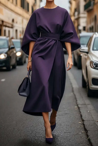 Keira | Damen Weite Ärmel Kleid – Weite Ärmel Kleid Elegant - Purple