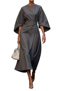 Louise | Damen Laternenärmel Kleid – Romantisches Laternenärmel Kleid - Gray