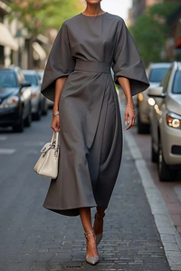 Keira | Damen Weite Ärmel Kleid – Weite Ärmel Kleid Elegant - Gray