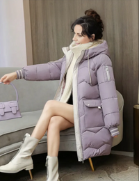 Damen Parka mit warmem Innenfutter - Lila