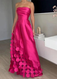 Luana | Damen Elegantes Trägerloses Hochzeitsgastkleid - Rosa