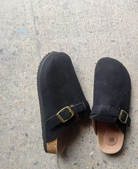 Maximilian | Herren Orthopädische Leder-Slip-on-Pantoletten - Schwarz