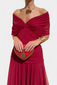Sarah™ - Langes Blumenkleid - Rot