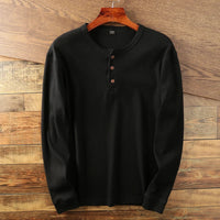 Felix | Herren Casual Langarm Henley T-shirt - Schwarz