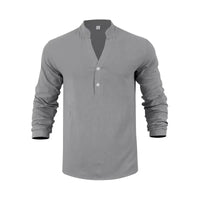 Orvian™ Hemd aus Premium-Leinen mit Minimalistischem Henley-Kragen - Grau