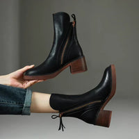 Silvia | Damen Casual Stiefeletten Mit Blockabsatz - Schwarz