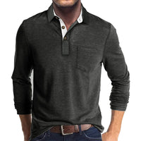 Jörg™ | Herren Langarmshirt in Unifarbe - Dunkelgrau