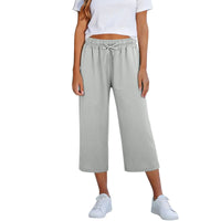 Lisia™ Pantacourt-Hose Aus Baumwoll-Leinen Mit Elastischem Bund Und Verstellbarem Kordelzug - Hellgrau