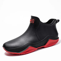 Herren Regenstiefel mit rutschfester Sohle - Schwarz / Rot