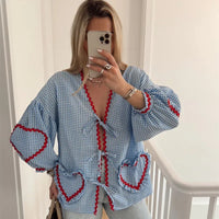 MILA - Herzbluse - Blau