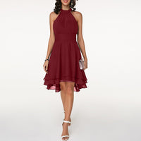 Nicoletta | Damen Sommer Neckholder Midikleid - Rot