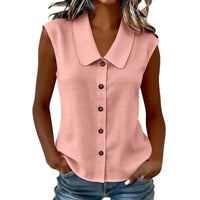 Celinea™ Baumwoll-Leinen-Bluse Mit Elegantem Kragen Und Vorderen Knöpfen - Pink