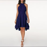 Nicoletta | Damen Sommer Neckholder Midikleid - Marineblau