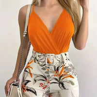 Blütenzauber™ Set Mit Floraler Shorts und Zarter Bluse. - Orange