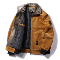 Herren Bomberjacke mit Plüschkragen und Taschen - Khaki