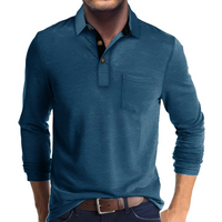 Marty - Komfortables Herren-Poloshirt mit langen Ärmeln - Blau