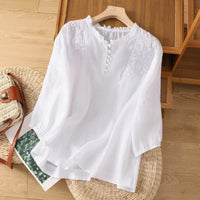 Aurora | Damen Blumenmuster Bluse Rüschenbesatz – Rüschen Blumenbluse Sommer 2026 - Weiß