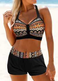 Janette Bikini mit hohem Bund und gerippter Struktur – schmeichelhafte Passform - Schwarz/Khaki