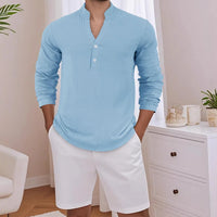 Stephan™ Hemd Aus Baumwoll-Leinen Mit Minimalistischem Design - Hellblau