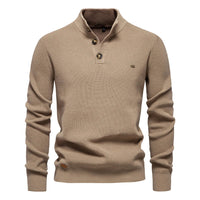 Konrad | Stilvoller Herrenpullover mit Knopfdesign - Khaki