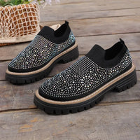 Urbaner Glanz™ Slip-On Sneaker mit Profilplateau - Schwarz
