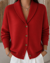 Charlotte | Strickjacke Mit Knopfkragen - Rot