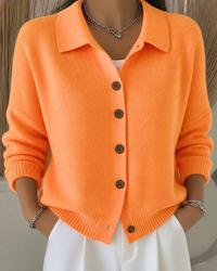 Charlotte | Strickjacke Mit Knopfkragen - Orange