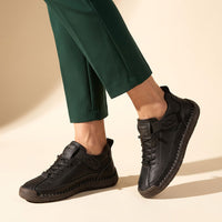 Claudia | Damen Sportliche Flexible Sneaker - Schwarz